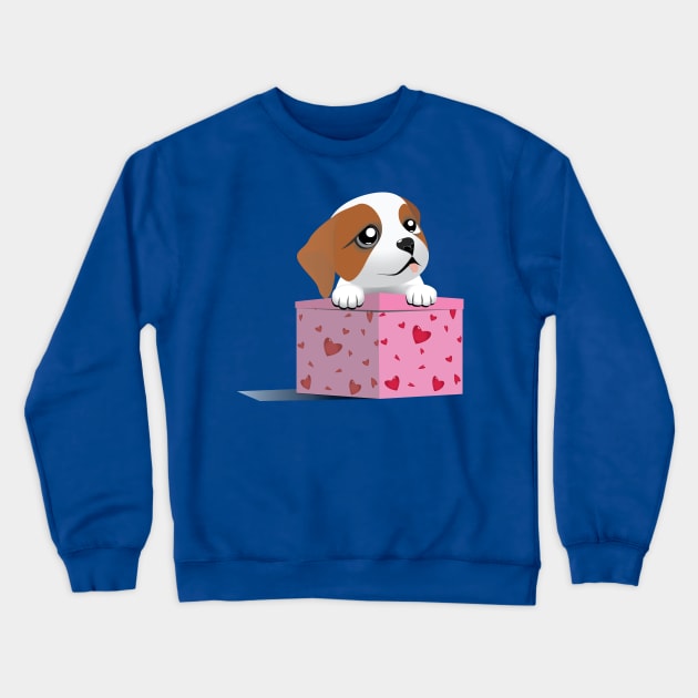 Puppy Love Valentine Crewneck Sweatshirt by Kanom-Tom